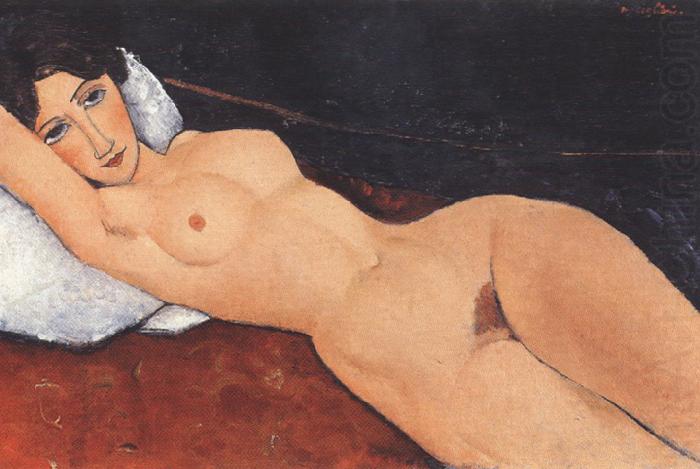 Reclining Nude on a Red Couch (mk39), Amedeo Modigliani